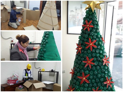 árbol de navidad con botellas árbol de navidad con botellas